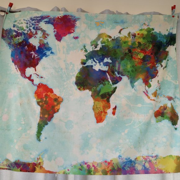 Wall Hanging / Tapestry - Abstract World Map 51"x60" - Picture 2 of 9